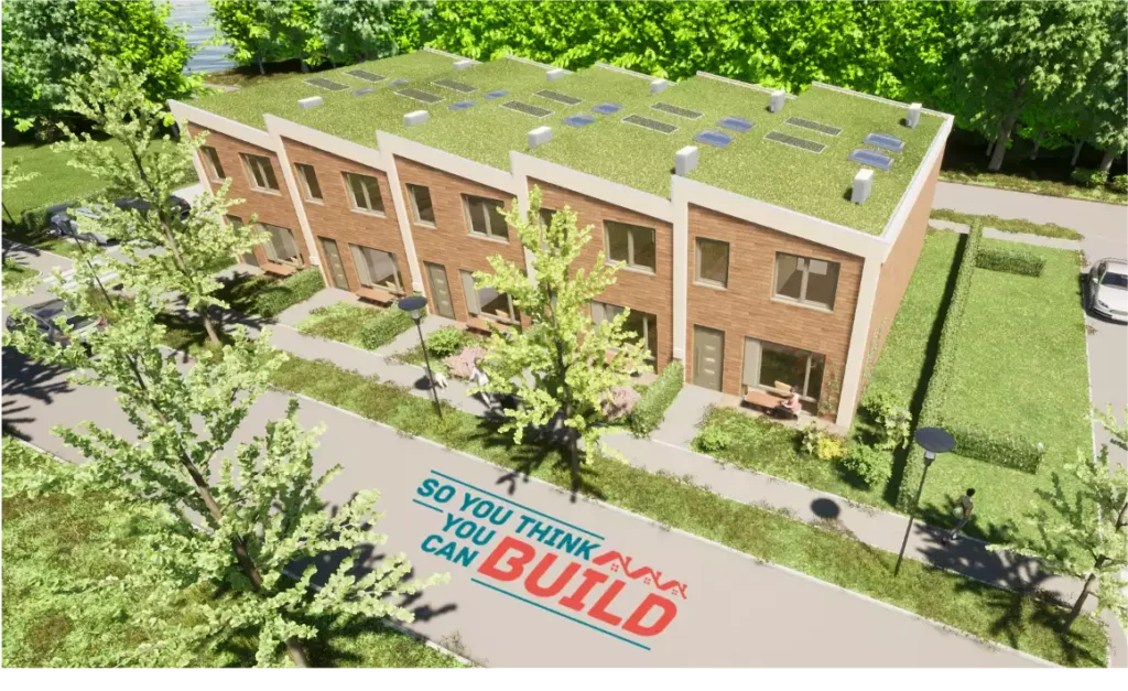 Houten huizen in de finale