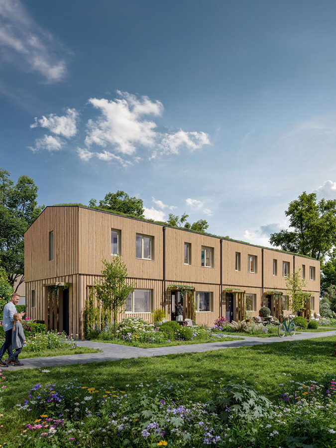 Modulaire houtbouw rijtjeshuis